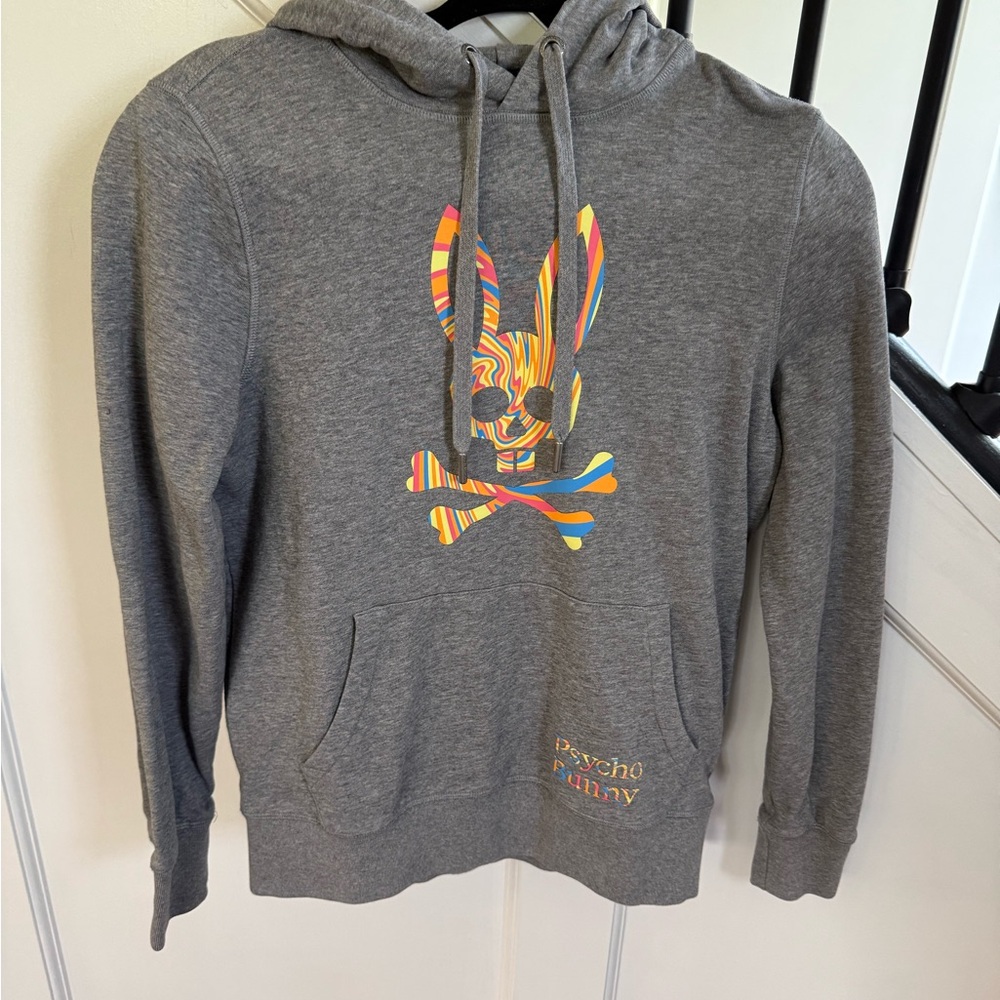 Psycho Bunny Gray Hoodie with Colorful Logo (Mens XXS)